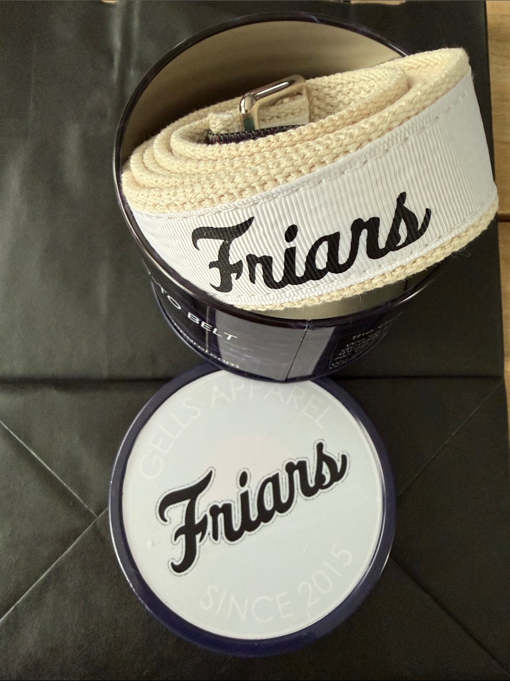Cream Canvas Belt with Silver Buckle Friars